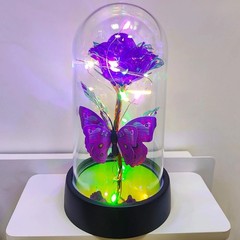 JUNQIU Mothers Day Rose Gifts for Mom, Glass Rose in Glass Dome, Light up Flower