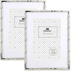 6×8 Bamboo Detail Silver Metal Picture Frame 2pack, 6×8 Narrow Silver Plated …