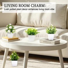 Artificial Potted Plants Set of 4 Small Faux Flowers for Home Office Bathroom
