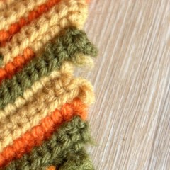 VTG 70’s Retro Afghan Blanket Throw Green Orange Tan 38×60 Chevron Zig Zag