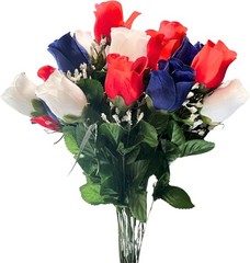 Timeless Indoor 14-Stem Rosebud Arrangement for Memorial & Independence Days