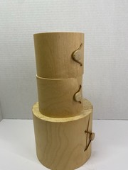 Crate&Barrel Stacking Round Birch Boxes Gift Decor Set Of 3