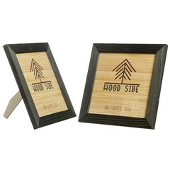Rustic Wooden Square Picture Frames 4×4 – Set of 2-100% Natural Solid Eco Woo…