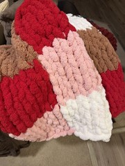 Handmade Chunky Knit Plush Colorful Baby Blanket Red Pink Brown White