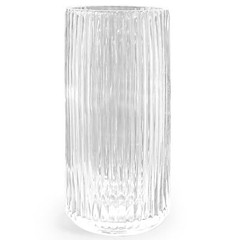 Muyan 9.8″ Flower Vase for Decor Ribbed Glass Vase Modern for Centerpieces De…