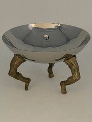 Michael Arams Three Footed Leg Bowl Stainless Steel Bronze Legs