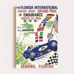 Florida International – 12 Hour Grand Prix – 1958 Vintage Wall Art Poster Print