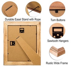 100% Solid Wood Picture Frames 8×12 with Glass 2 Pack – Rustic Natural Wooden…