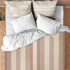 SOFT & WARM STRIPED ALPACA LLAMA WOOL BLANKET QUEEN BED SOFA EARTH TONES