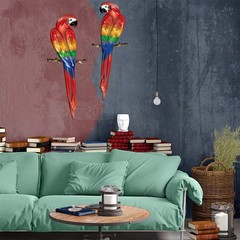 Metal Outdoor Wall Art Decor,3D Colorful Garden Birds Sculpture Outdoor Iron Han