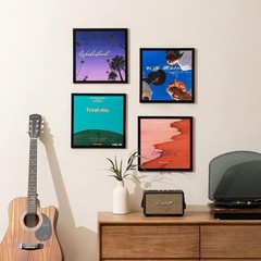12.5×12.5 Vinyl Record Frame Black 4 Pack LP Album Cover Wall Display Mount