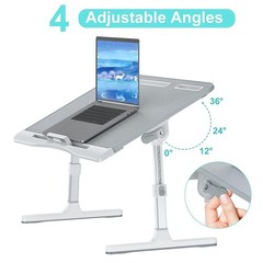 Laptop Bed Desk with Adjustable Heights and Angles, Upgraded-Sturdy Foldable …