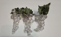 Iridescent Clear Plastic Grape Cluster Picks Set Of 3 Beaded Ornament Decor