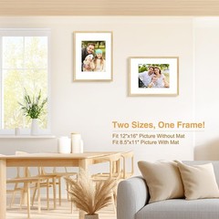 , 12×16 Picture Frame – Solid Wood with Oak Grain – 12×16 Picture Frame Matte…