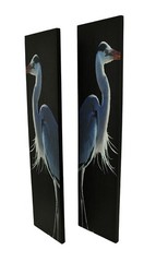 Zeckos 42 in. Twin Herons Black and White Canvas Print Set