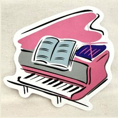 Pink Grand Piano Sticker Watercolor Piano Waterproof Vinyl Style Music #92