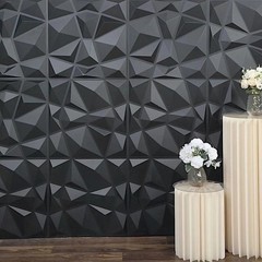10PCS 3D Wall Panels Diamond Design Textured Accent PVC Wall Background Decor