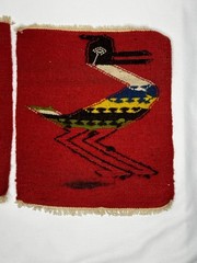 VTG Native Handwoven Wool Bird Tapestry Multicolor Feathered Folk Art Textile