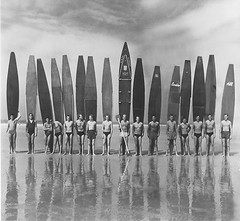 Huge 39in x 39in black white Vintage Surfing poster art print surf old photo