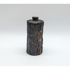 Vtg Signed Studio Pottery Brutalist Bud Vase Weed Pot 3.5″ Textured Ceramic MCM
