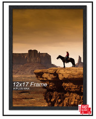 12×17 Picture Frame, Black Engineered Wood Frame for 12 x 17 Inch Picture Poster