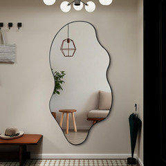 Large Irregular Mirror, 52″x25.5″ Asymmetrical Frameless Mirror for Wall
