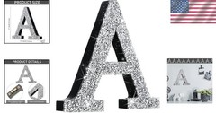 Silver Bling Wall Letter A Crystal Diamonds Home Decor Wedding Gift
