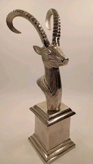 Ibex Goat Aries Sculpture Aluminum Casting Large Table Top Bust