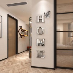Acrylic Mirror Letter Wall Stickers – Home Decor for Living Room & Bedroom, Silv