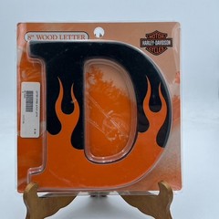 Harley Davidson 8″ Alphabet Wood Letter «D” Hang or Stand Black Orange Flame NEW