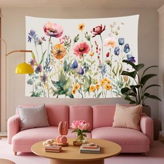Yieldeer Wildflower Tapestry Wall Hanging Floral Backdrop Spring Boho Wall De…