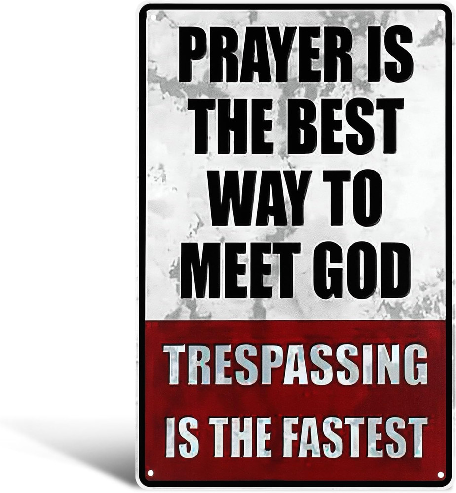 Funny No Trespassing Metal Sign Private Property Warning f/ Wall Fence Or Garage