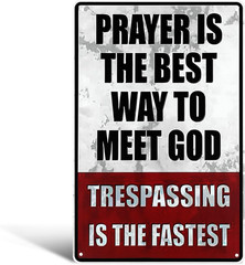 Funny No Trespassing Metal Sign Private Property Warning f/ Wall Fence Or Garage