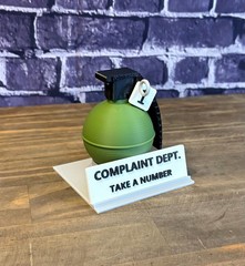 Complaint Dept Grenade Desk Sign – “Take a Number” Funny Military Office Decor