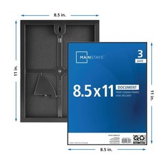 8.5×11 Front Loading Document Picture Frame, Black, Set of 3