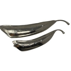 2 Oversized Jumbo Peas In Pod Home Table Decor Aluminum MCM Cottage 21″ & 15″