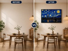 Van Gogh Style NYC Canvas Wall Art New York Skyline Starry Night Print 24×36inch