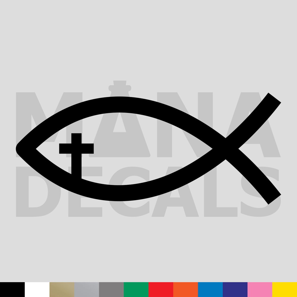 Ichthys Jesus Fish Cross Vinyl Die Cut Decal Sticker – Christian Religious
