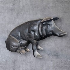 Heavy Antique Original Large Cast Iron Pig Hog Doorstop Bank Farmhouse Sculpture