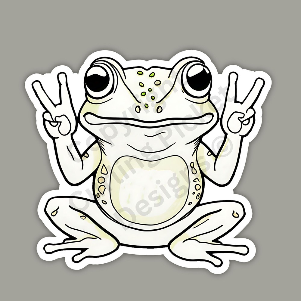 Peace Frog Peace Sign Cute Funny Amphibian Peaceful 3″ Vinyl Sticker