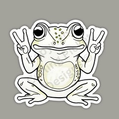 Peace Frog Peace Sign Cute Funny Amphibian Peaceful 3″ Vinyl Sticker