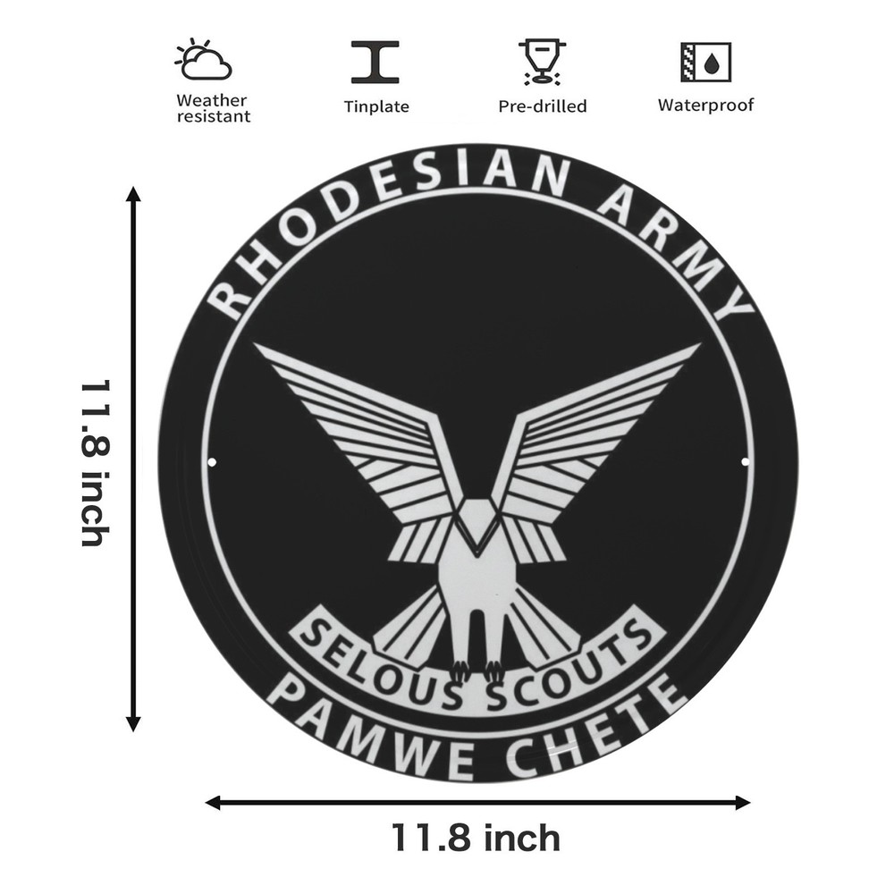 Rhodesian Army Selous Scouts Logo Vintage Style Round Metal Sign 11.8″ FREE SHIP