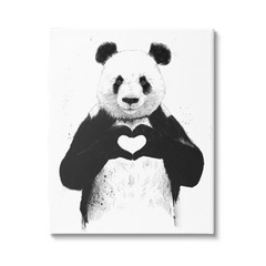 ‘Black and White Panda Bear Making a Heart Ink Illustration’, Canvas Art, 36 …