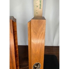 Vintage Lasercraft Solid American Walnut Laser Engraved Bookends MCM Geometric