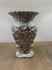 The Grazi Collection Metal Plated Silver Vase-7 1/2″ H x 5 1/4″ W x 3″ Opening