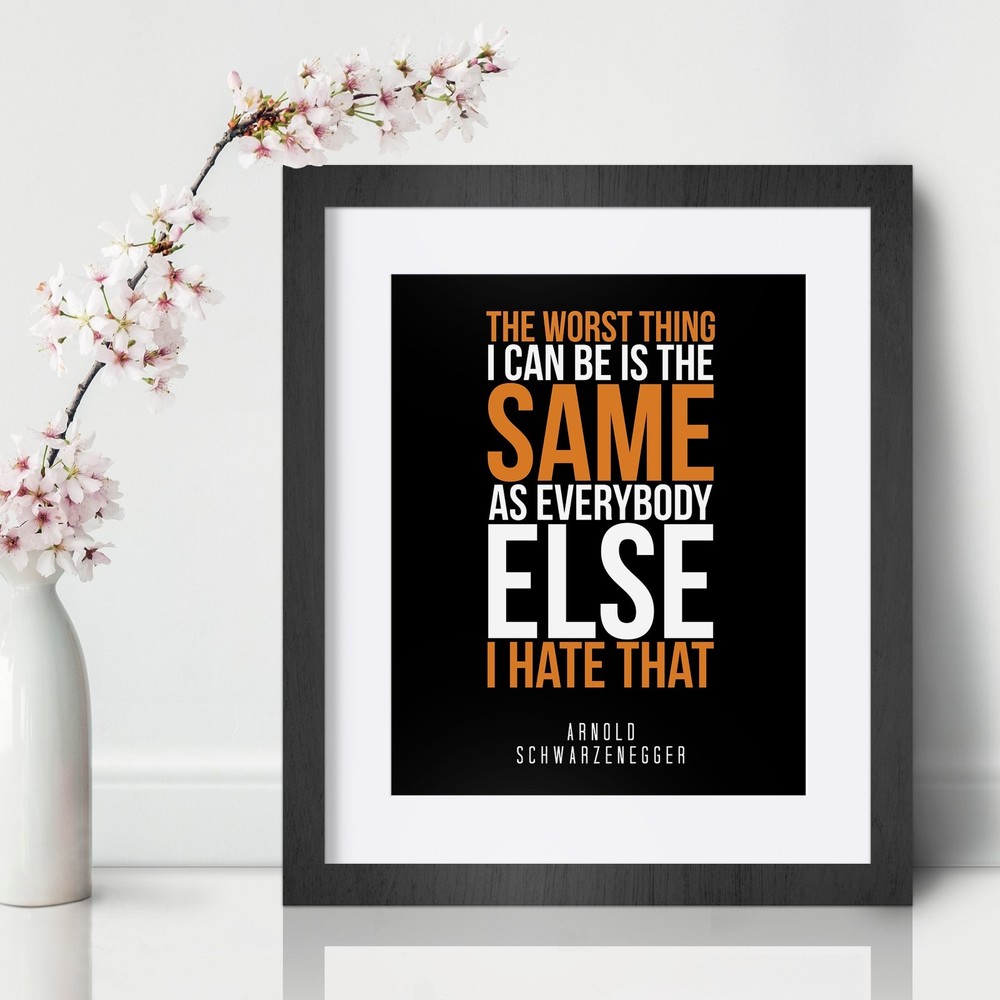 Arnold Schwarzenegger Inspirational Wall Art Print Motivational Quote Poster Gym