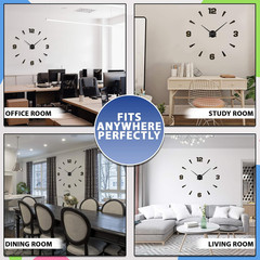 DIY Wall Clock Frameless 3D-Style Analog Timekeeper For Home Living Room Office