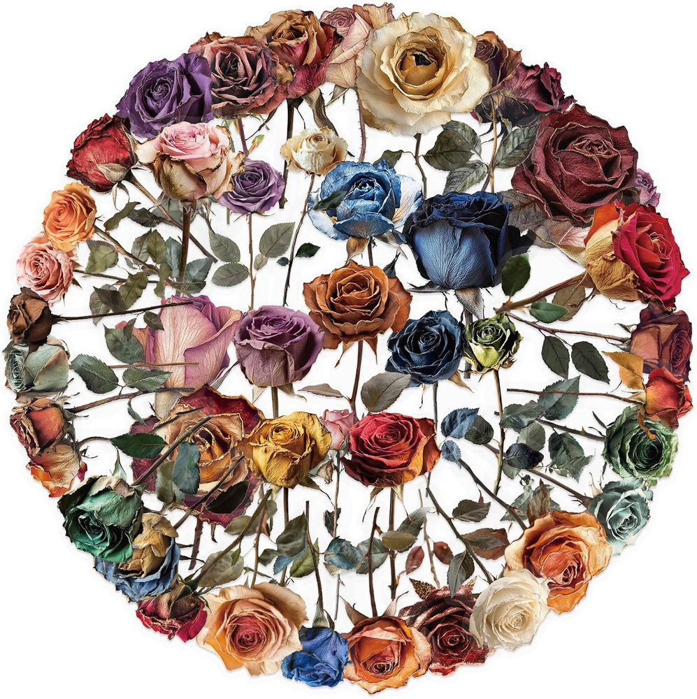 50PCS Dried Roses Stickers Aesthetic PET Transparent Stickers Vintage Gothic Flo