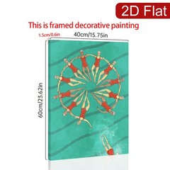 Synchronized Swimmers Red and Teal Canvas Wall Art, Art Deco Inspired Home Decor