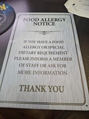 Food Allergy Notice Metal Tin Sign 8″ x 12″ Kitchen Restaurant Allergy Warning